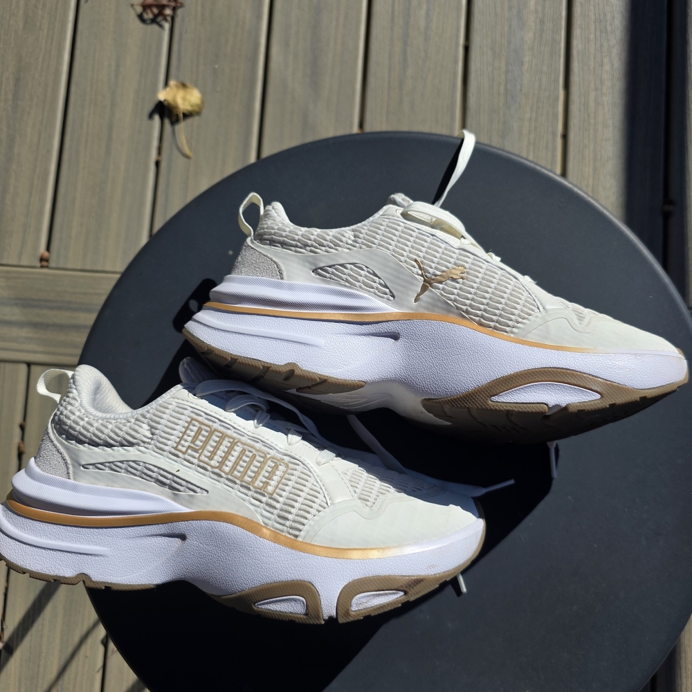 PUMA Stylish Cream and White Sneakers